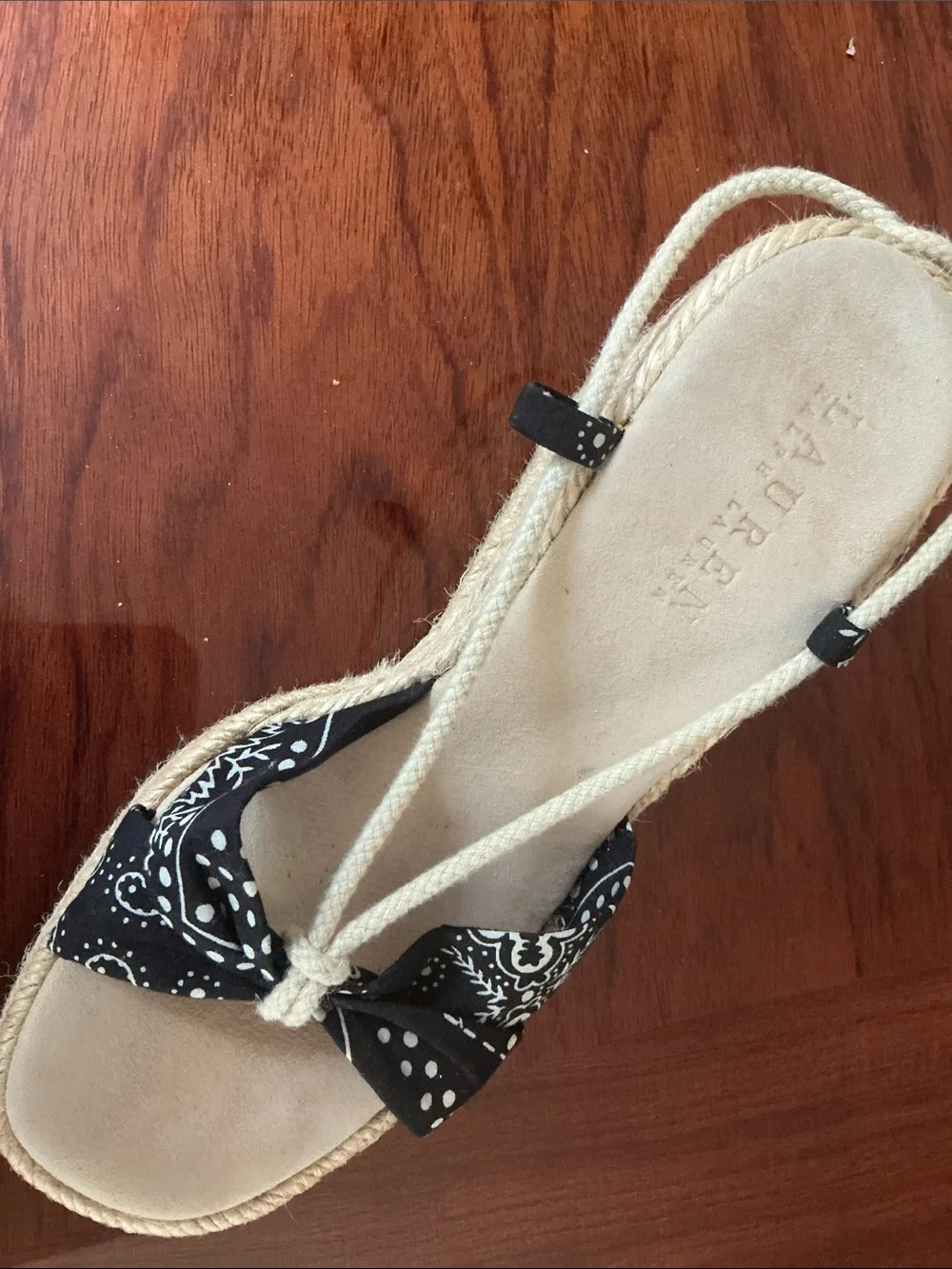 Ralph Lauren Black Bandana Espadrille Lace-Up Sandals